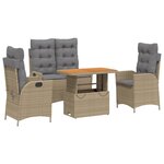 vidaXL Ensemble à manger de jardin coussins 4 Pièces beige résine tressée