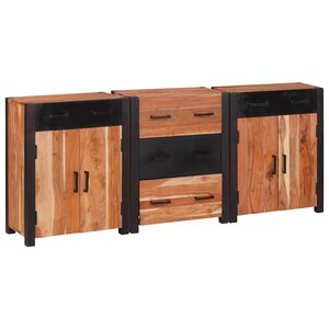 vidaXL Buffet 3 Pièces Marron 165 x 30 x 75 cm Bois d'acacia massif
