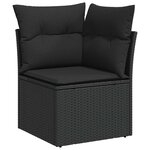 vidaXL Salon de jardin 7 Pièces avec coussins noir résine tressée
