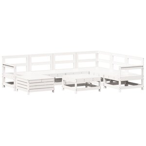 vidaXL Salon de jardin 8 Pièces blanc bois de pin massif
