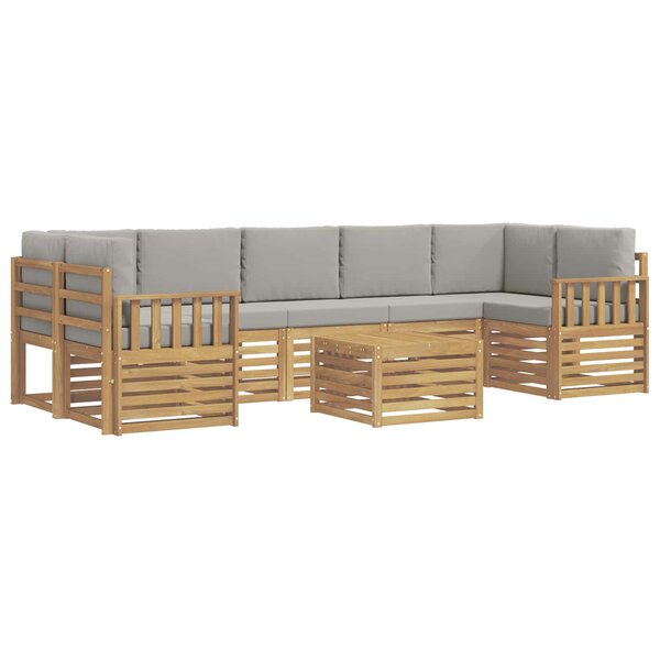 vidaXL Ensemble de canapés d'extérieur 8 Pièces Blanc et gris clair