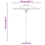 vidaXL Parasol de jardin Ø 150 x 210 cm Bambou Rond Gris foncé