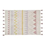 Tapis coton motif indien - beige rose - 120x160