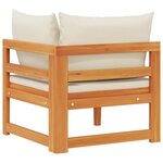 vidaXL Canapé d'angle avec coussins blanc crème Bois d'acacia solide