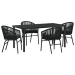 vidaXL Ensemble de salle à manger de jardin 5 pièces - Rattan poly noir
