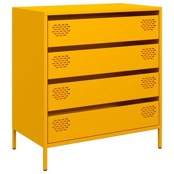 vidaXL Buffet jaune moutarde 68x39x73 5 cm acier laminé à froid