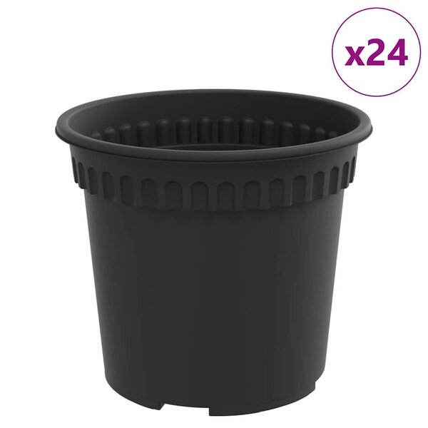 vidaXL Pot à fleurs rond 24 Pièces Noir Ø 15 x 12 cm Plastique