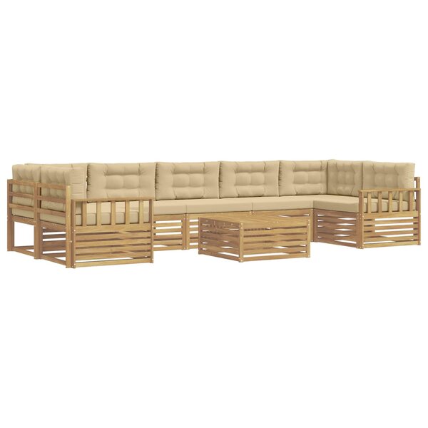 vidaXL Ensemble de canapés d'extérieur 8 Pièces Blanc et Beige