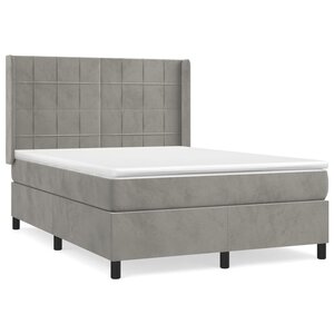 vidaXL Sommier à lattes de lit et matelas Gris clair 140x190cm Velours