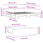 vidaXL Cadre de lit avec tiroirs sans matelas chêne fumé 180x200 cm