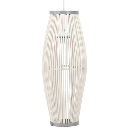 vidaXL Lampe suspendue Blanc Osier 40 W 21x50 cm Ovale E27