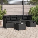 vidaXL Salon de jardin 6 Pièces avec coussins noir résine tressée