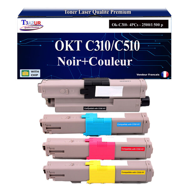 T3AZUR - 4x Toners compatibles avec Oki C300  C310  C310DN  C330  C330DN  C331DN