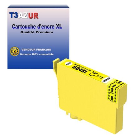 T3azur- cartouche compatible epson 604 xl pour epson workforce wf-2910dwf  wf-2930dwf  wf-2935dwf  wf-2950dwf jaune