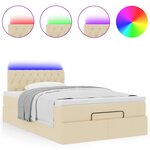 vidaXL Lit ottoman avec matelas et LED crème 120x190 cm tissu