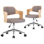 vidaXL Chaises pivotantes à manger lot de 2 taupe bois courbé et tissu