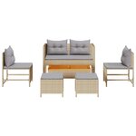 vidaXL Ensemble de canapé de jardin 6 Pièces Beige  gris clair polyrotin