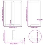 vidaXL Pieds de table à manger en T  2 pièces  anthracite  50 x 35 x (72-73) cm  acier