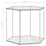 vidaXL Table basse Argenté 60x53x50 cm Acier inoxydable et verre