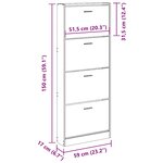 vidaXL Armoire à chaussures Noir 59x17x150 cm Bois d'ingénierie