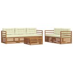 vidaXL Ensemble de canapés d'extérieur 6 pc Naturel et Crème
