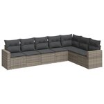 vidaXL Salon de jardin avec coussins 7 Pièces gris résine tressée