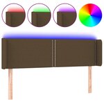 vidaXL Tête de lit à LED Marron foncé 147x16x78/88 cm Tissu