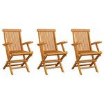 vidaXL Chaises de jardin lot de 3 Bois de teck massif