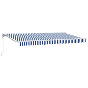 vidaXL Auvent Rétractable Bleu et Blanc 350x200 cm tissu
