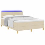 vidaXL Lit à ressort LED avec matelas Crème 160 x 200 cm tissu