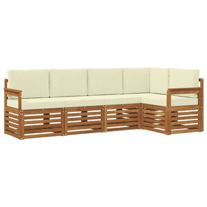 vidaXL Ensemble de canapé d'angle avec coussin 5 Pièces Naturel et Crème