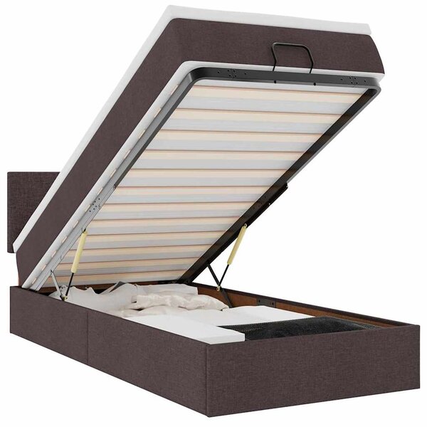 vidaXL Lit ottoman avec matelas marron foncé 90x200 cm tissu