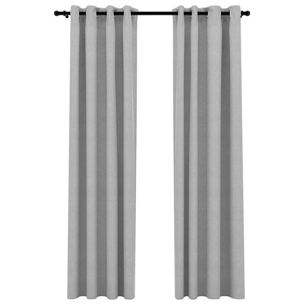 vidaXL Rideaux occultants Aspect lin avec œillets 2 Pièces Gris 140x225cm