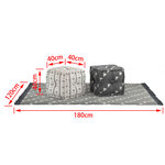 Vidaxl poufs et tapis 3 pcs tissu à rayures