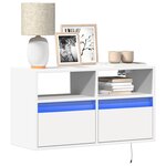 vidaXL Meuble TV mural avec lumières LED blanc 80x31x45 cm