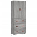 vidaXL Buffet haut Sonoma gris 69 5x34x180 cm Bois d'ingénierie