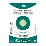 Paquet 100 Fiches Sous Film - Bristol Ligné Non Perforé 105x148mm - Vert - X 20 - Exacompta