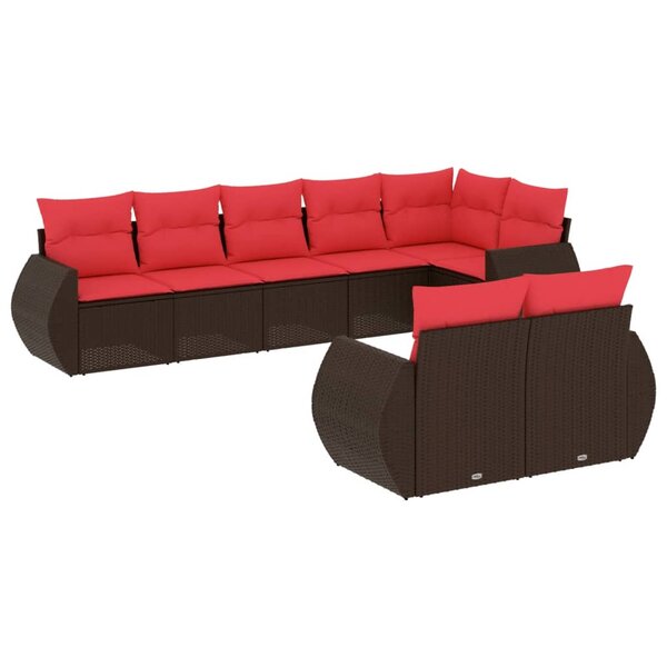 vidaXL Salon de jardin 8 Pièces avec coussins marron résine tressée