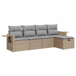 vidaXL Salon de jardin avec coussins 5 Pièces beige résine tressée