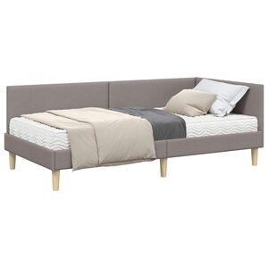 vidaXL Cadre de lit d'angle avec matelas 2 pc Taupe 80 x 200 cm tissu