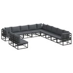 vidaXL Ensemble de canapé de jardin 11 Pièces Noir 70 x 70 x 32 cm