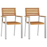 vidaXL Chaises de jardin empilables   2 pièces  en bois acacia massif et acier inoxydable