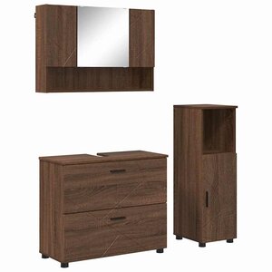 vidaXL Ensemble de mobilier de salle de bain 3 Pièces Chêne marron