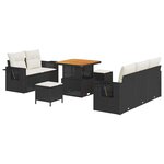 vidaXL Ensemble de canapé de jardin 8 Pièces Noir polyrotin