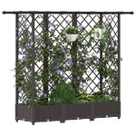 vidaXL Lit Élevé avec Treillis et Toit Marron 164 x 40 x 123 cm PP