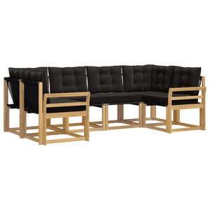 vidaXL Ensemble de canapés d'extérieur 6 Pièces Blanc et noir