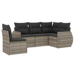 vidaXL Salon de jardin 5 Pièces avec coussins gris clair résine tressée