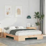 vidaXL Cadre de lit surélevé avec stockage Marron Bois massif en pin