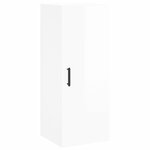 vidaXL Buffet haut Blanc brillant 34 5x34x180 cm Bois d'ingénierie