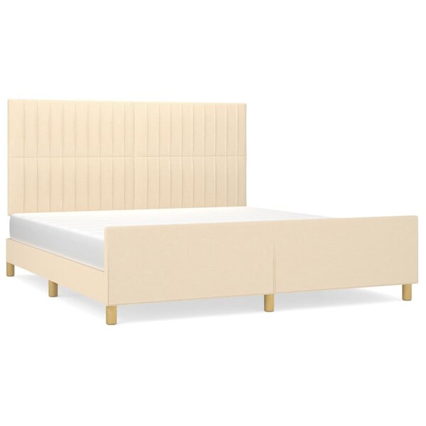 vidaXL Cadre de lit avec tête de lit Crème 180 x 200 cm Tissu